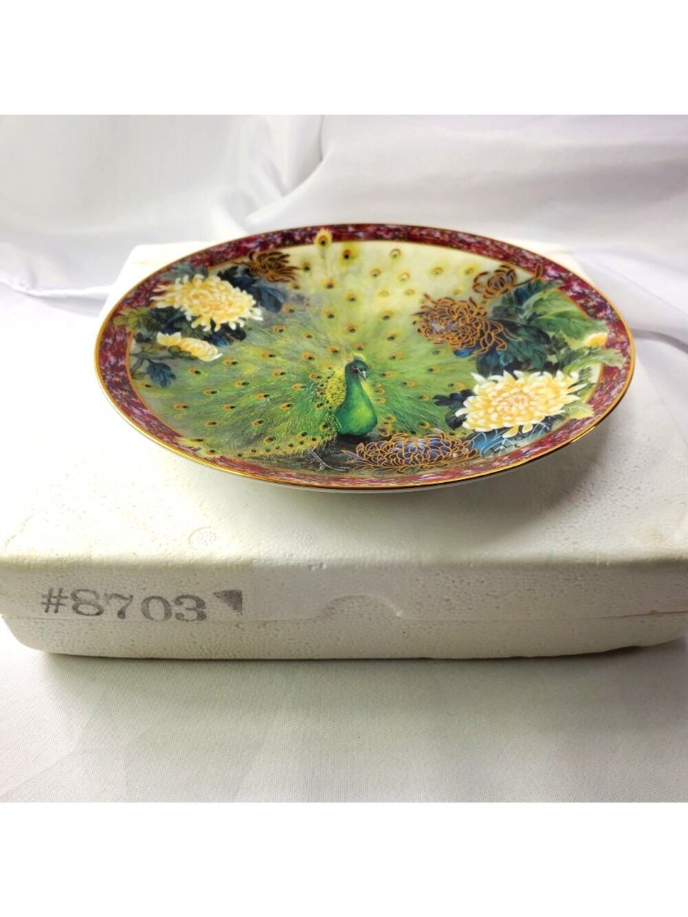 Splendor Peacock Plate By Lily Chang Gardens Of Paradise Chrysanthemum 1992 COA - Picture 12 of 12